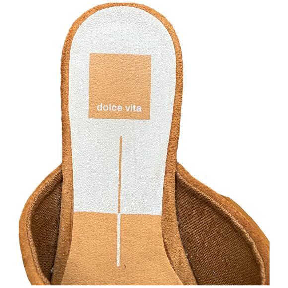 DOLCE VITA Dorando Women's 7.5 Clog Cognac Open Toe Platform Gold Studs - Picture 10 of 13